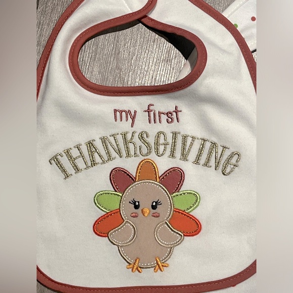 Baby Essentials “My First Thanksgiving” Holiday Bib Set of Three - Picture 2 of 6